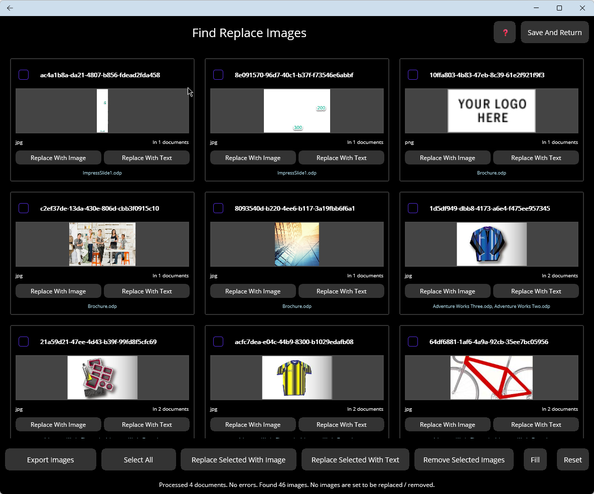 Open Office Find Replace - Image Operations Interface